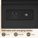 End Table with Charging Station, Flip Top Side Table with USB Ports and Outlets, 3-Tier Small Side Table with Storage for Small Space, End Tables for Living Room/Bedroom, Black by CozyNest Decor