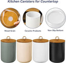 Large Ceramic Storage Jars, Modern Elegant Highly Polished Airtight Gorgeous Storage Canisters with Wooden Lid Food Storage Jar for Kitchen Spice Tea Vanilla Sugar Coffee Beans (Khaki) by CozyNest Decor
