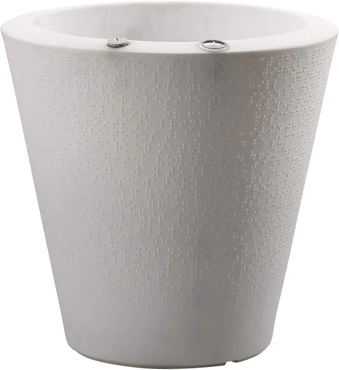 Crescent Garden Dot TruDrop Indoor/Outdoor Planter, Self-Watering Plant Pot, 26 Inches, (Alpine White)