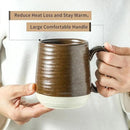 Hasense Coffee Cups Set of 6, 15 oz Stoneware Coffee Mugs with Big Handles, Modern Tea Cup for Indoor and Outdoor for Cocoa, Milk, Tea, Hot Chocolate, Soup, Valentine's Day Gifts, Brown by CozyNest Decor