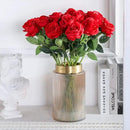 Red Fake Roses Artificial Flowers - 16 Pcs Fake Artificial Roses Silk Flowers with Stems for Home Wedding Hotel Office Centerpiece Decor by CozyNest Decor