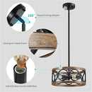 XINGQI Black Ceiling Light Adjustable Height Chandelier Modern Farmhouse Pendant Lighting Fixture Wood Grain Metal 13" Rustic Round Lights for Dining Room Kitchen Bedroom Entryway by CozyNest Decor