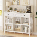 FATORRI 6 Cube Storage Bookshelf with 3 Drawers, Long Horizontal Bookcase, Modern Cubby Organizer Shelf (White Oak, 47 Inch) by CozyNest Decor