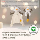 Organic Cotton Stuffed Animal Rattle Baby Toys, Plush Snowman Cuddle Cloth and Hand Grip Ring Rattles Plush Toy Set for Newborns Infant Boys Girls, 2 PCS by TinyTreasures Baby Boutique