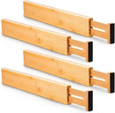 Utoplike 4 pcs Bamboo Kitchen Drawer Dividers Large, Adjustable Drawer Organizers, Spring Loaded, Works in Kitchen, Dresser, Bathroom, Bedroom, Drawer, Desk by CozyNest Decor