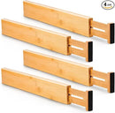 Utoplike Small Bamboo Kitchen Drawer Dividers(Fits 15"-17.7" Drawer Inner Size), 4 PCS Adjustable Drawer Organizers for Socks, Spring Loaded, Works in Drawer for Bedroom, Dresser by CozyNest Decor