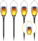 Solar Torch Lights Outdoor, Realistic Flickering Flame Solar Tiki Torches, 3-in-1 Fire Effect Hanging Lanterns with Detachable Hook, Auto On/Off for Garden, Pathway Lighting (4 Pack) by GreenHaven Gardens