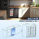 Tylza 30 Inch Wine and Beverage Refrigerator, Dual Zone Wine Beverage Cooler 30" with French Door, Under Counter Wine Beer Fridge Built-In or Freestanding, Holds 29 Bottles and 110 Cans, Black by CozyNest Decor