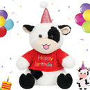 Cuteoy Happy Birthday Cow Musical Stuffed Animal Shaking Singing Dancing Plush Toy Electric Interactive Animated Plushies Gifts for Kids Girls Boys by TinyTreasures Baby Boutique