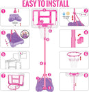 Kids Basketball Hoop with Stand, Adjustable Basketball Set, Toddler Basketball Toys for Boys Age 3 4 5 6 7 8, Indoor Outdoor Backyard Sport Game Gifts Pink by TinyTreasures Baby Boutique