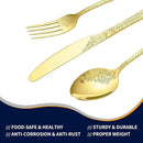Floral 20 Pcs Gold Silverware Set for 4, Food Grade Stainless Steel Flatware Set with Rose Flower Embossed Design, Eating Utensils Sets Include Fork/Knife/Spoon, Reusable Cutlery Set, Dishwasher Safe by CozyNest Decor