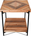 CONSDAN StoneCreek Solid Fir Wood Side Table - Metal Frame, 2-Tier End Table for Living Room/Bedroom/Office, 23" Square Night Stand, Accent Table by CozyNest Decor