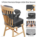 Toddler Booster Seat for Kitchen Chair, 2-in-1 Dining Table Booster Seat with Backrest & Adjustable Straps – Easy-Clean, PU Portable Toddler Eating Travel Increasing Cushion - Dark Grey by TinyTreasures Baby Boutique