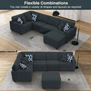 L Lengend Vansen Modular Sectional Sofa U Shaped Couch with Ottoman Modern Reversible Corner Sectional Couch for Living Room (Charcoal, U Shaped Sofa-1) by CozyNest Decor