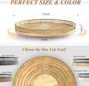 Farmhouse Oak 12" Lazy Susan Turntable Organizer for Cabinet, Round Wooden Lazy Susan Organization and Storage for Dining Table, Pantry, Kitchen, Countertop, Cupboard,Home Decor by CozyNest Decor