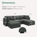 HONBAY Modular Sectional Sofa with Storage Corduroy U Shaped Sofa Modular Sectional Couches for Living Room,Green by CozyNest Decor