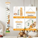 Personalized Name Growth Chart Wall Decor for Kids – Canvas Removable Height Chart Measuring Ruler 59" x 7.9" (Zoo） by TinyTreasures Baby Boutique