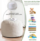 HIGOGOGO Round Stuffed Pouf Ottoman, Corduroy Poufs with Foam Chunk Filling, Furry and Fluffy Pouf Foot Stool Storage Ottoman, 26 X 18 Floor Poufs Foot Rest for Living Room, Beige by CozyNest Decor
