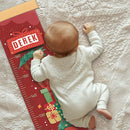 Personalize Name Baby Height Growth Chart, Christmas Theme Canvas&Wood Growth Chart for Wall Room Nursery Decor, Waterproof Measuring Wall Ruler, Wall Tape with Height Chart for Kids by TinyTreasures Baby Boutique