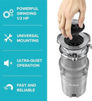 KRAUS® WasteGuard™ High-Speed 1/2 HP Continuous Feed Ultra-Quiet Motor Garbage Disposal with Power Cord and Flange Included and Universal Mount by CozyNest Decor