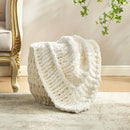 Amélie Home Chunky Knit Throw Blanket for Couch, Soft Chenille Crochet Blanket for Children, 40"x50", Ivory by CozyNest Decor