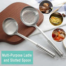 Pleafind 2-Pcs Ladle and Slotted Spoon, Soup Ladle and Strainer Spoons, Stainless Steel Cooking Spoon and Skimmer Spoons, Kitchen Utensils, Wok Utensils for Home and Restaurant, Dishwasher Safe by CozyNest Decor
