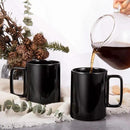 E-liu Porcelain Tea Mugs Coffee Mug Set, Large 15 Ounces Cups for Coffee, Tea, Cocoa, and Mulled Drinks, Set of 6, Black by CozyNest Decor