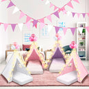 6 Pack Sleepovers Teepee Tent for Kids Bulk with Mattress Sheet Light,Natural Cotton Washable Indoor Play Tent for Birthday Slumber Party Girls Boys Pajama Movie Night Supplies(Pink, Purple, White) by TinyTreasures Baby Boutique