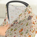 Thanksgiving Turkey Pumpkins Car Seat Covers Vintage Autumn Leaves Stretchy 5-in-1 Cover Adjustable Infant Carseat Cover Canopy Fall Harvest Breathable Nursing Cover-Up by TinyTreasures Baby Boutique