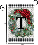 Briarwood Lane Winter Wreath Monogram Letter T Garden Flag by GreenHaven Gardens