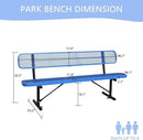 8FT Heavy Duty Park Bench with Back Portable Frame, Outdoor Steel Bench with Backrest, Outdoor Park Bench Expanded Metal Mesh Bench for Lawn, Park, Deck, Garden, Patio, Porch, Black (Blue, 8FT) by GreenHaven Gardens