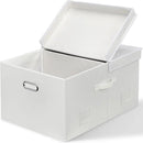 75 Quarts Extra Large Decorative Storage Bins with Lids, 1 Pack White Collapsible Storage Bins with Lids, Stackable Storage Bins Decorative Box Storage With Lid Extra Large by CozyNest Decor