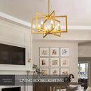 Modern Farmhouse Gold Chandeliers for Dining Room, 6-Light Industrial Metal Chandeliers Geometric Pendant Lights Kitchen Island for Entryway Stairway Foyer Hallway by CozyNest Decor