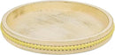 Round Wood Serving Tray with Beads, Yellow Washed Wooden Decorative Tray for Entertaining, Decoration, and Gifting by CozyNest Decor