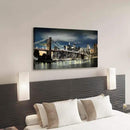 Brooklyn Bridge Canvas Wall Art: Skylines Reflections in New York Artwork for Office Living Rooms(40”x20”) by CozyNest Decor