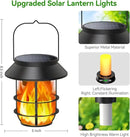 Solar Lanterns Outdoor Waterproof, Upgraded Flickering Flames Hanging Solar Lights for Outside with Wall Hooks, Halloween Decor Retro Metal Outdoor Lanterns Auto On/Off for Patio, Yard Decor by CozyNest Decor