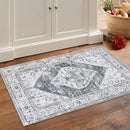 Lahome Boho Washable Rugs for Entryway - 2x3 Small Non-Slip Kitchen Rug Throw Lightweight Area Rugs for Bedroom Grey Print Oriental Distressed Bathroom Mat Floor Doormat Carpet for Laundry Living Room by TinyTreasures Baby Boutique