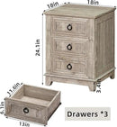 18" Farmhouse Night Stands Set of 2 with Charging Station, 2 & 3 Drawers End Table Dresser for Bedroom, Oak Wooden Nightstand, Bed Side Table with Open Shelf, Bedside Cabinet for Living Room by CozyNest Decor