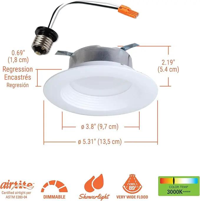 HALO LTE 4 Inch Indoor/Outdoor Recessed LED Trim Can Light, 3000K - Contractor Value Pack (12-Pack) - LTE46930-12PK, photo 3 of 6