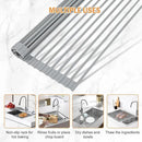 LEMIKKLE Roll Up Dish Drying Rack 17" x 13", Over The Sink Dish Drainer Rack, Foldable Sink Drying Rack, Anti-Slip Silicone Wrapped Dish Drainer for Kitchen Counter (Grey 17" x 13") by CozyNest Decor