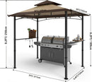 COOSHADE 8'x 5' Grill Gazebo Double Tiered Outdoor BBQ Gazebo Canopy with LED Light (Brown with Khaki) by GreenHaven Gardens