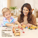 Jovi-mindly＆Notchies Wooden Blocks Train Set 101 PCS Create 40+ Shapes,Toys Educational Wooden Building Blocks Puzzles for Kids Ages 5-8 Boys and Girls,Truck/Excavator,FSC Certified,Graduate Gifts by TinyTreasures Baby Boutique