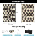 Outdoor Plastic Straw Rug, Waterproof Mat, Washable Large Floor Mat and Rug for Outdoors, RV, Beach, Patio, Camping, Backyard, Deck, Picnic, Indoor Outside (8x10ft,Geometry/Black&Beige) by GreenHaven Gardens