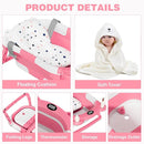 MoreFeel Collapsible Baby Bathtub for Newborn with Thermometer & 1 Hooded Towel & 1 Soft Floating Cushion,Portable Travel Bathtub with Drain Hole, Durable Foldable Baby Tubs for Infants to Toddler by TinyTreasures Baby Boutique