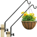 2 Packs Extended Fence Deck Hook Rail Hook Heavy Duty Bird Feeder Hook, 360 Degree Rotary and Length Adjustable Plant Bracket for Bird Feeders Planters Suet Baskets Lanterns Wind Chimes and More by GreenHaven Gardens