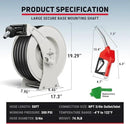 Fuel Hose Reel 3/4" x 50' Retractable with Fueling Nozzle Diesel Hose Reel 300 PSI Industrial Auto Swivel Heavy Duty Steel Construction for Farm Ship Vehicle Tank by GreenHaven Gardens