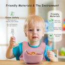 Baby Feeding Set, 13PCS Silicone Baby Self Feeding Set, Toddler Led Weaning Utensils Set with Suction Bowl and Plate, 3 Set of Baby Spoon and Fork, Adjustable Bid, Sippy Cup with Straw and 2 Lids by TinyTreasures Baby Boutique
