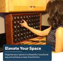 AllSpice Spice Rack Organizer, Wood, 525 Unique Labels, Countertop or Wall Mount, Includes 60 4oz Jars- Cherry Stain by CozyNest Decor
