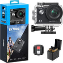 AKASO EK7000 4K30FPS 20MP WiFi Action Camera with EIS Ultra HD 131FT Waterproof Underwater Camera Remote Control 4X Zoom Support External Microphone Black by TinyTreasures Baby Boutique