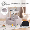 Welnow 2-in-1 Kids Sofa Chair, Convertible Toddler Chair Flip Out Children Sofa Chair with Wave Armrests Folding Kids Play Sofa with Side Pockets & Removable Cover Armchair for Girl or Boy by CozyNest Decor